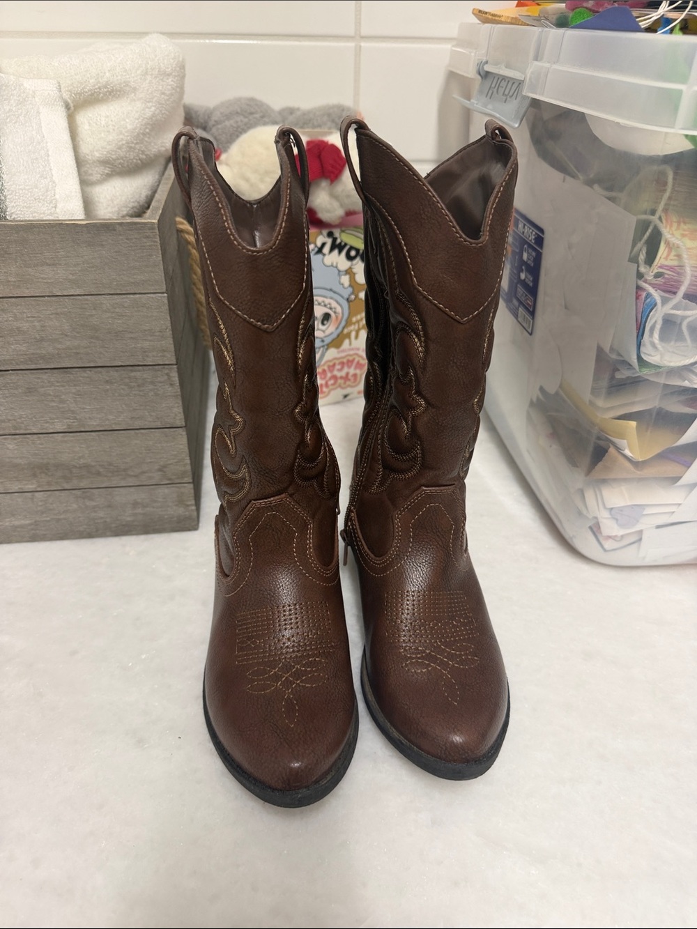 Cat & Jack Brown Kids Western Cowboy Boots